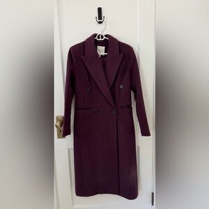Avec Les Filles Double-Breasted Plum Pea Coat